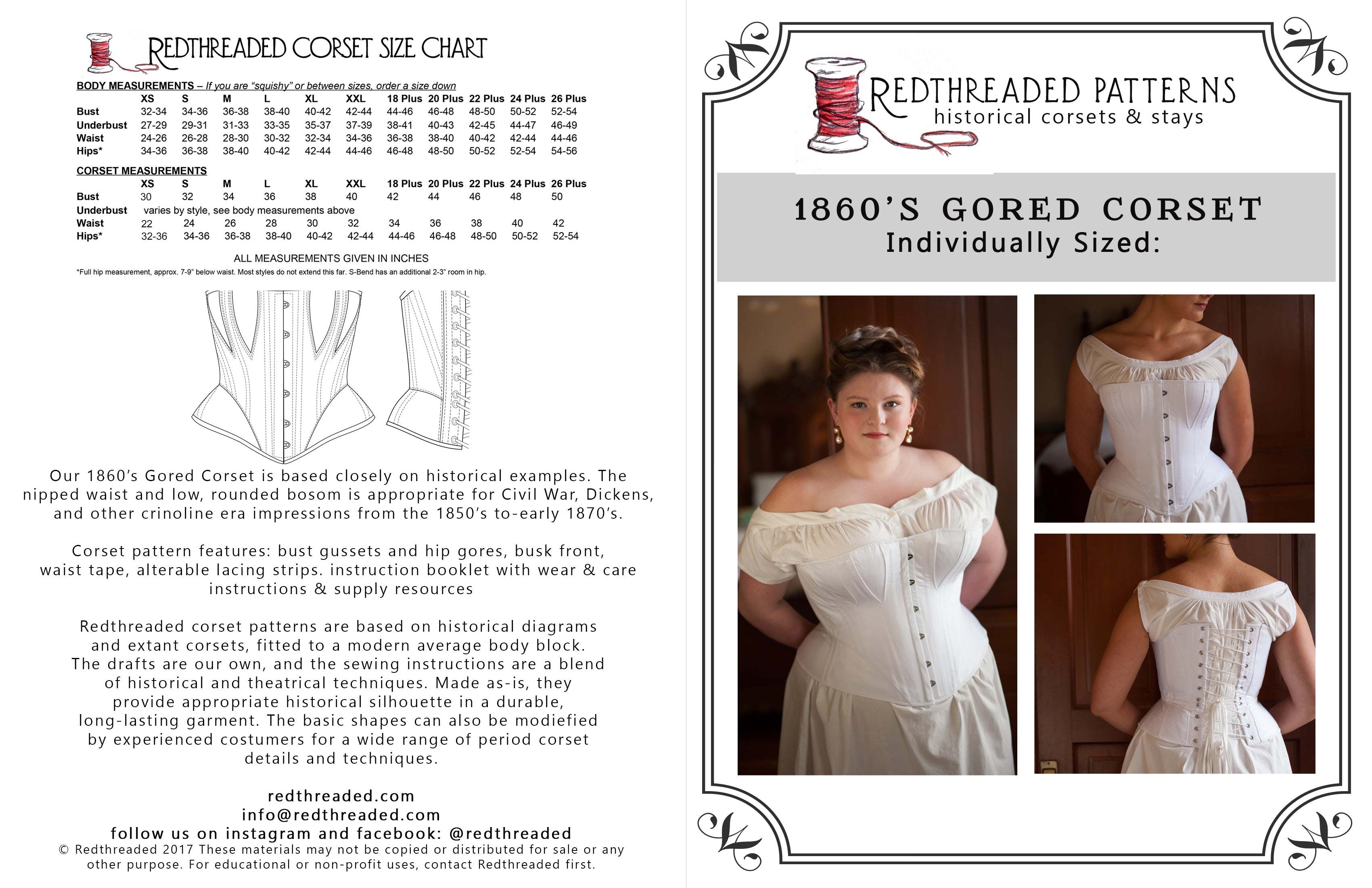 1860s Gored Corset — Custom-Sized
