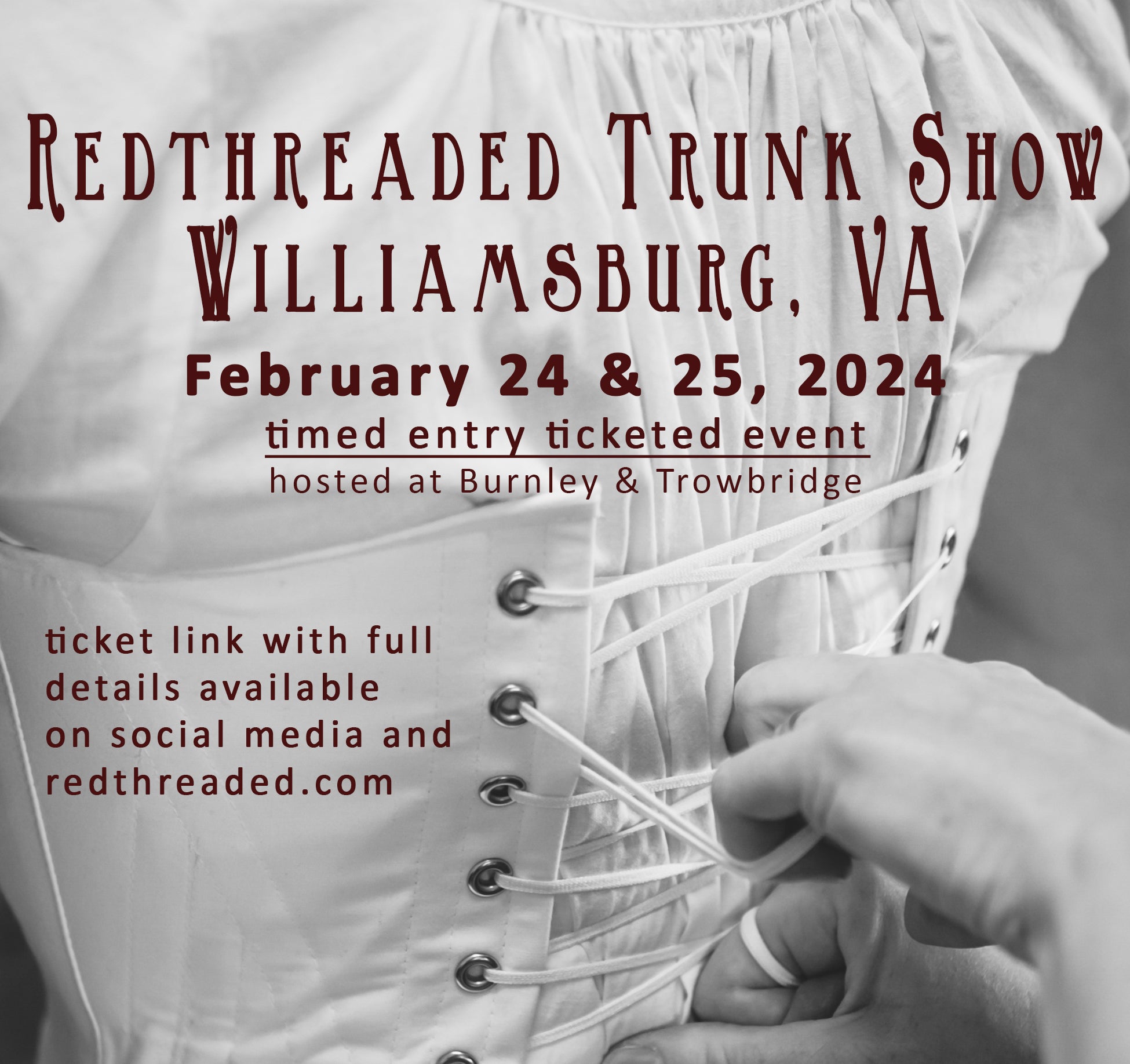 Event Announcement Trunk show in Williamsburg, VA February 24 & 25
