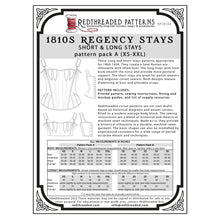 Load image into Gallery viewer, 1810s Regency Stays Multi–Size Paper Pattern