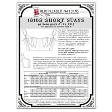 Load image into Gallery viewer, 1810s Short Stays Multi–Size Paper Pattern