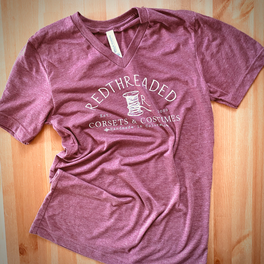 V-Neck Redthreaded T-Shirt - Unisex - Heathered Mulberry