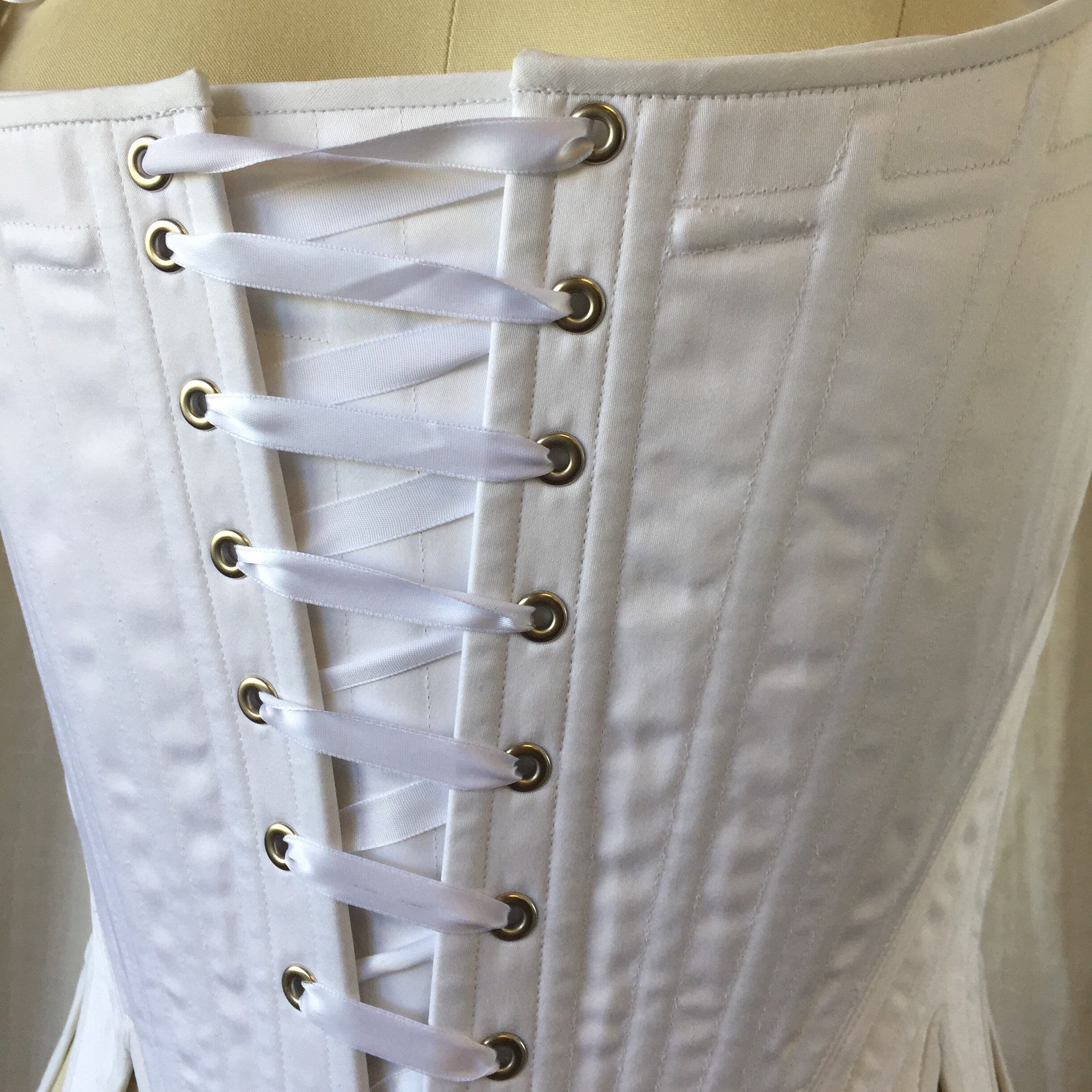 Mabel the Strawberry Corset, Custom-made, Back Lacing Stays by of