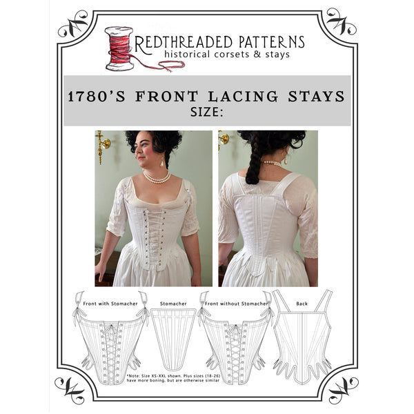 1780s Front Lacing Stays (Synthetic Whalebone) — Custom-Sized – Redthreaded