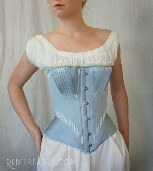 Antique whalebone (Baleine) corset. Late victorian. Has original paper  label and silk ties. Redfern corset co.