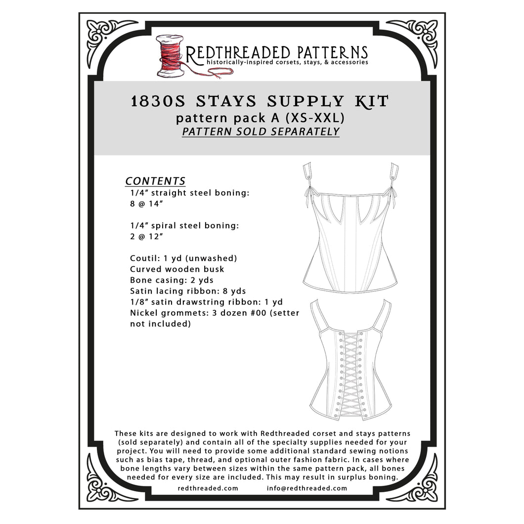 1830s Stays Supply Kit