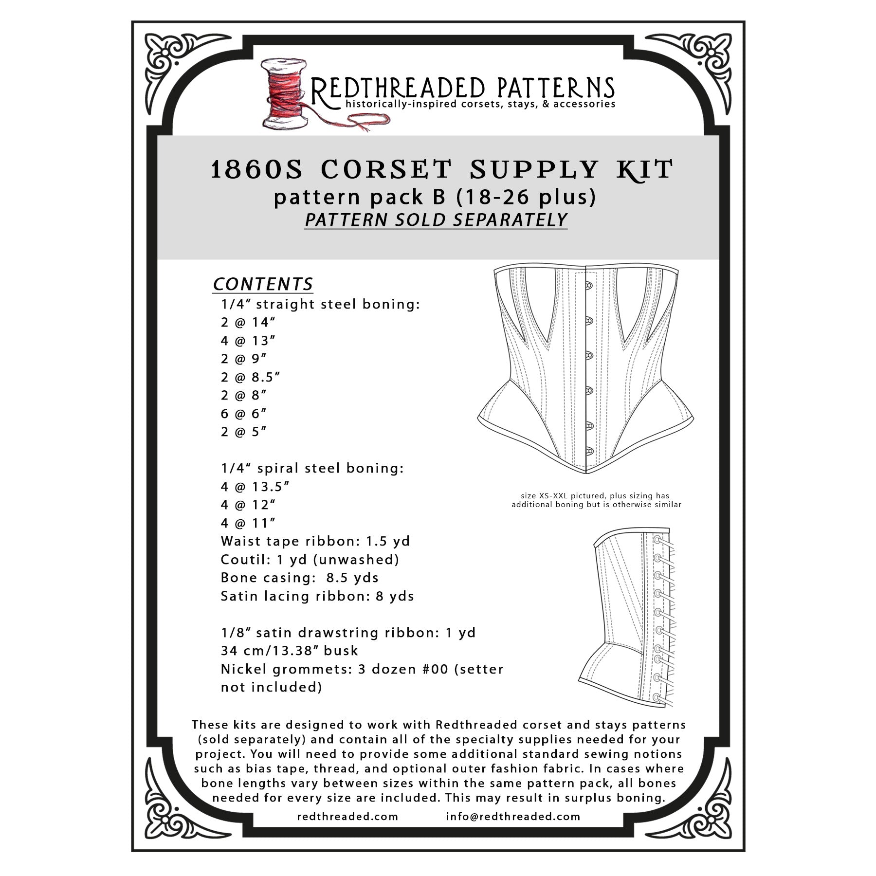 1860s Gored Corset Supply Kit – Redthreaded