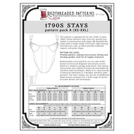 1790s Stays Multi–Size Paper Pattern