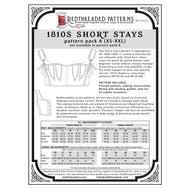 1810s Short Stays Multi–Size Paper Pattern