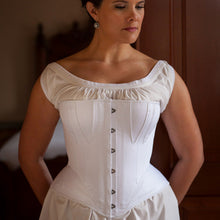 Load image into Gallery viewer, SALE 1860s Gored Corset in OOAK size (bust 50”, waist 44”)
