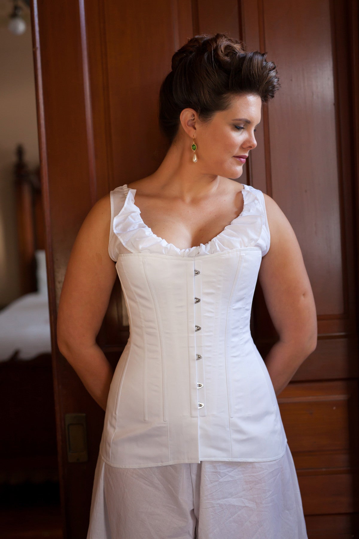 トップス 1900s Double Side Button Corset Cover Vintage Early 1900's Cotton Lace Corset Cover – Afterlife